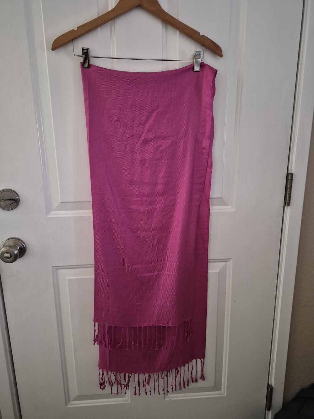 Bright Pink Fringe Scarf Wrap